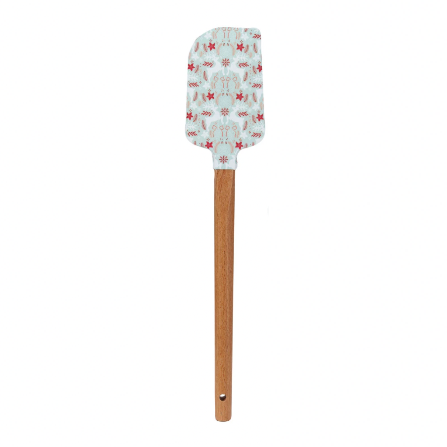 Silicone & Wood Spatulas w/ Holiday Pattern. Deers.