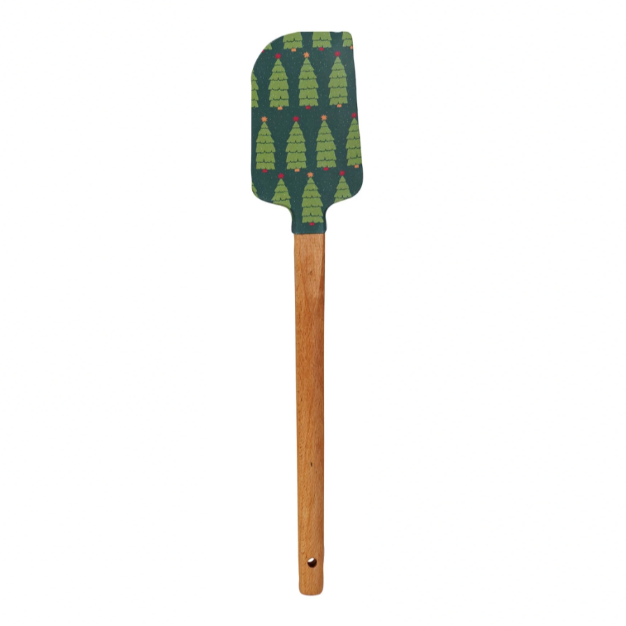 Silicone & Wood Spatulas w/ Holiday Pattern