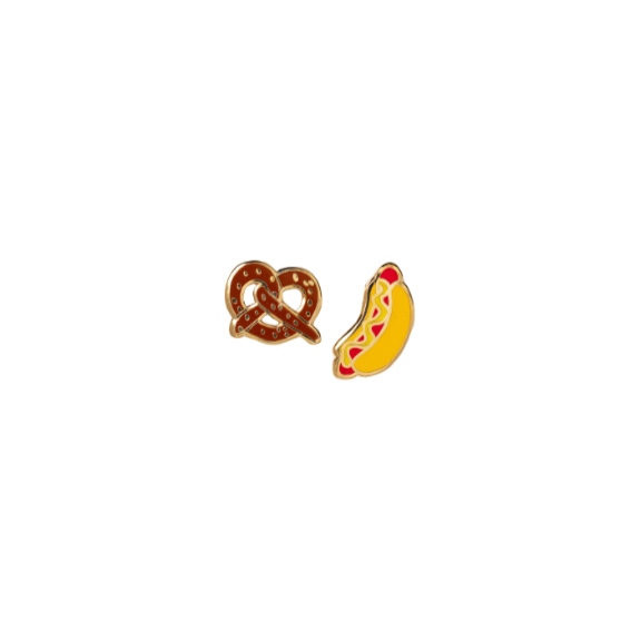 Get ready to rock your accessory game with these deliciously quirky Hot Dog &amp; Pretzel Earrings! These unique earrings showcase your love for hot dogs and pretzels in a fun and playful way. Perfect for food lovers, these earrings are sure to make a statement and add some humor to any outfit.