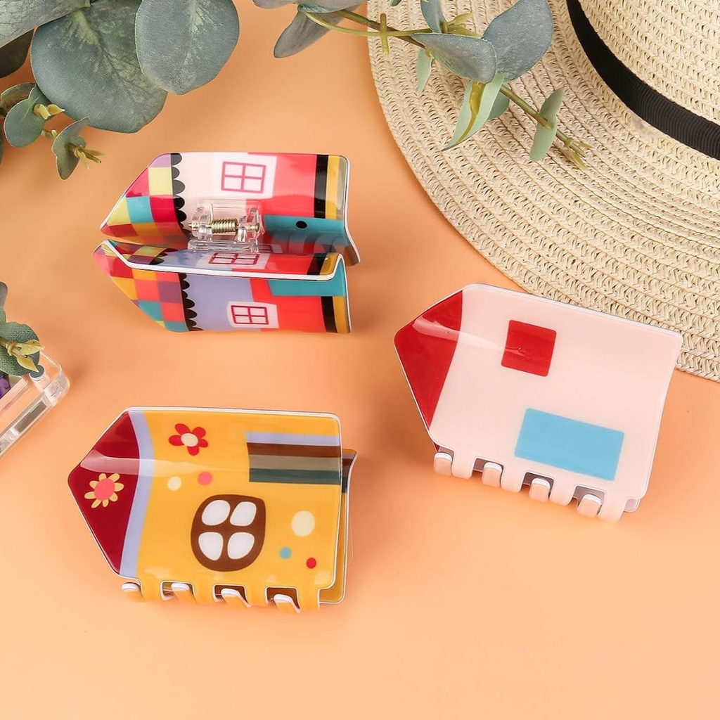 colorful house hair clips