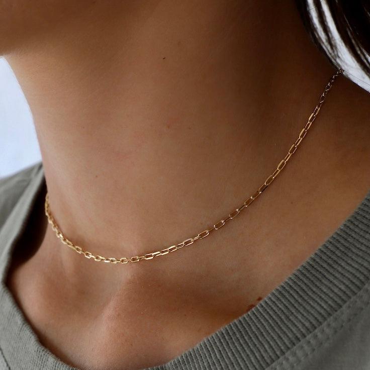 A delicate version of one of our most sought after styles, this Miniature Paperclip Chain can be worn everyday with ease. This barely there chain is great for layering.