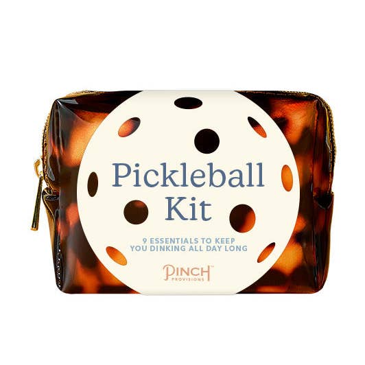 The Pickleball Kit includes - Tortoise Shell

9 must-haves: sunscreen
Hair tie
Deodorant towelette
Electrolyte tablets
Ball retriever
Cooling wrist band
Pain reliever
Adhesive bandage and blister balm