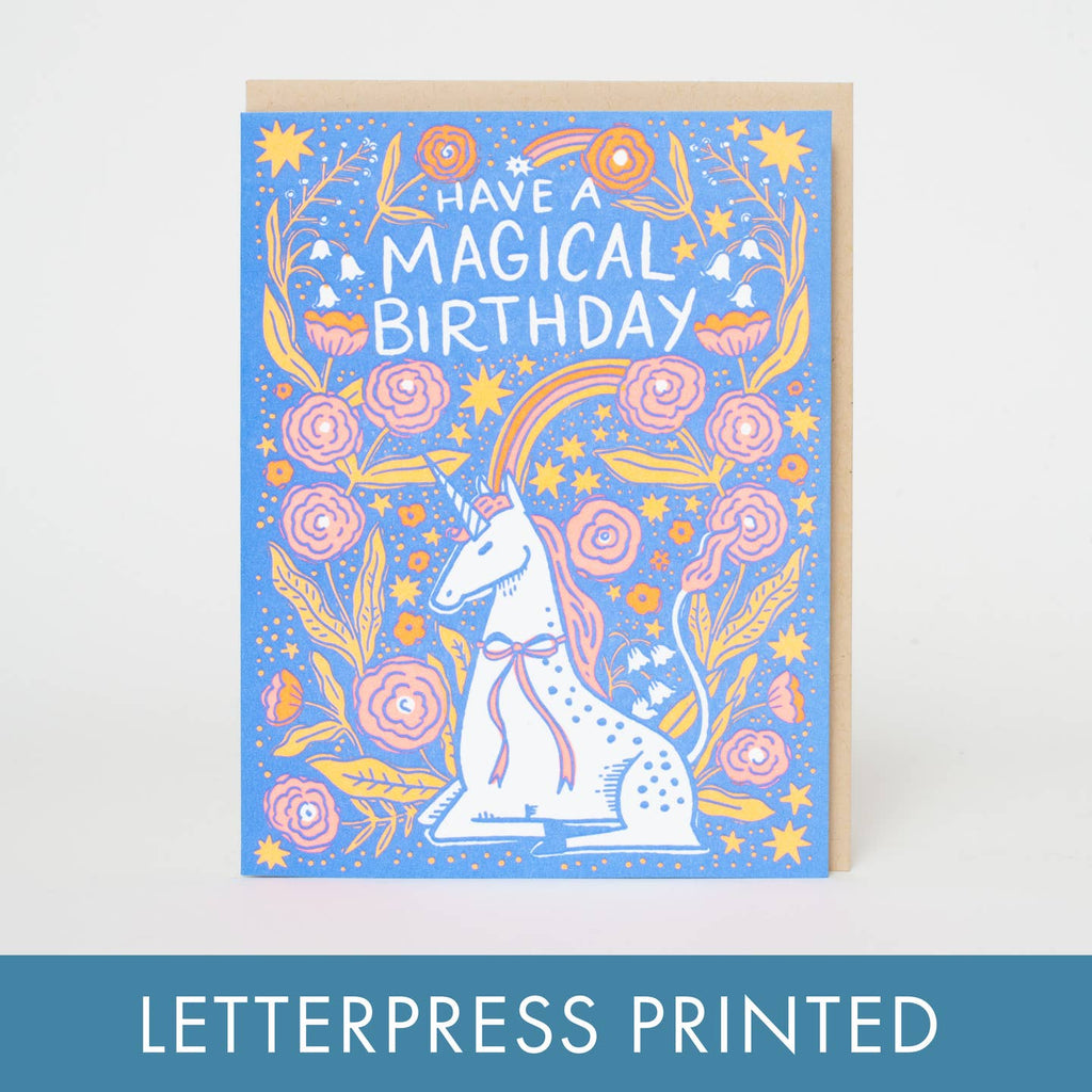 Unleash a magical celebration with our Birthday Folk Unicorn Letterpress Greeting Card By Hello Lucky. Spread joy and charm with this unique card featuring a whimsical unicorn design. Perfect for a birthday surprise, this card is sure to make any recipient feel special. Embrace the magic and let the festivities begin!