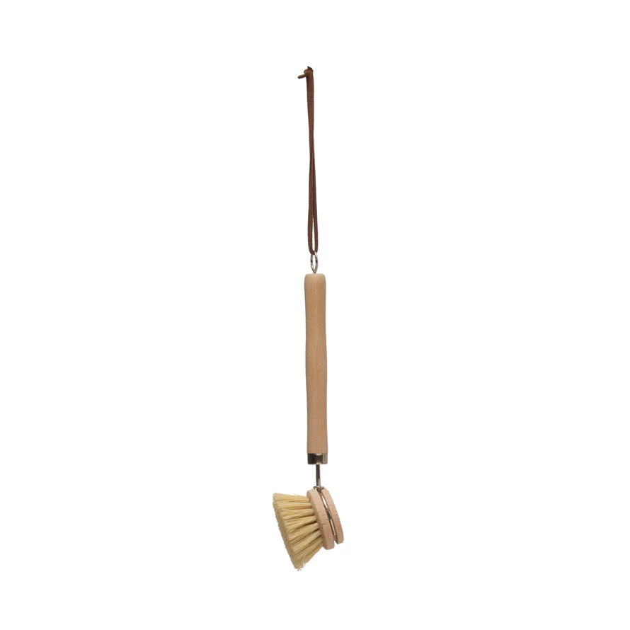 For the dishes with hard to reach places, this brush is perfect. Putting an angled brush with a nine inch handle means your cleaning problems are solved. Made of first class beech wood and a leather strap.