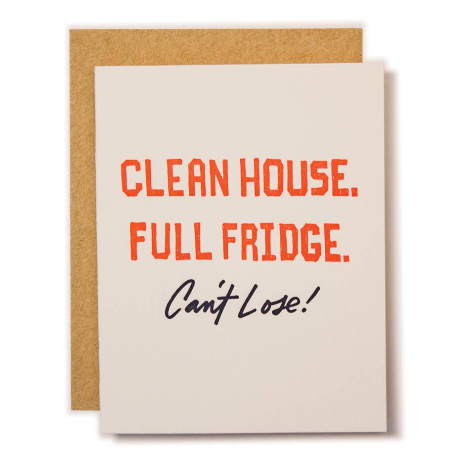 For all you Friday Night Lights fans who also love housekeeping comes our A2 "Can't Lose" card. The interior is blank. Comes with a straw kraft envelope and the best motivational sentiments.