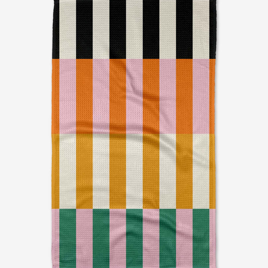 multi-colored stripe pattern tea towel