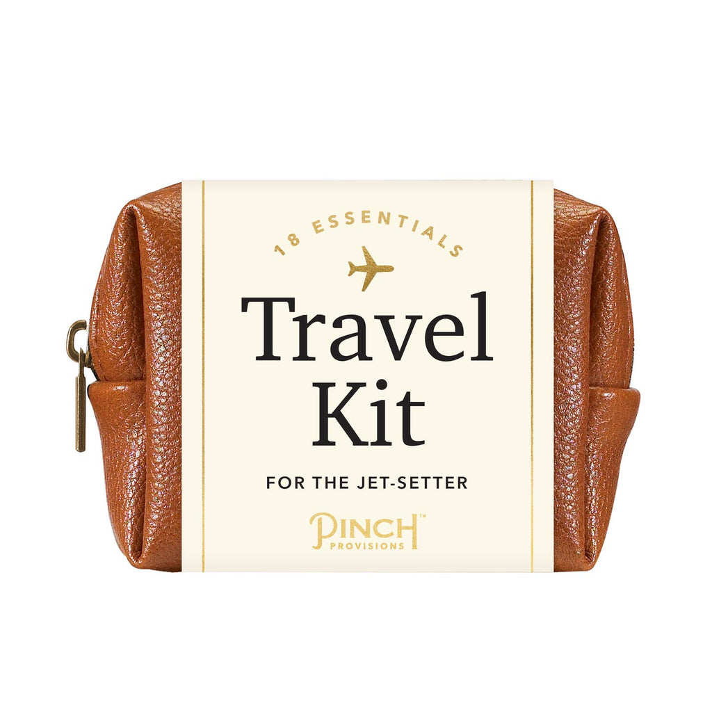 Unisex Travel Kit. Bring your own business class with a Travel Kit by Pinch Provisions. Designed for minimum space and maximum in-flight comfort, the vegan leather pouches contain 18 travel essentials.  