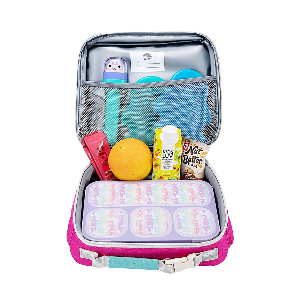 Take flight with the Ellis Lunch Bag in Pink Color Block! This unique lunch bag features a playful pink color block design, perfect for kids or anyone with a sense of adventure. Keep your lunch fresh and cool while showing off your fun personality.