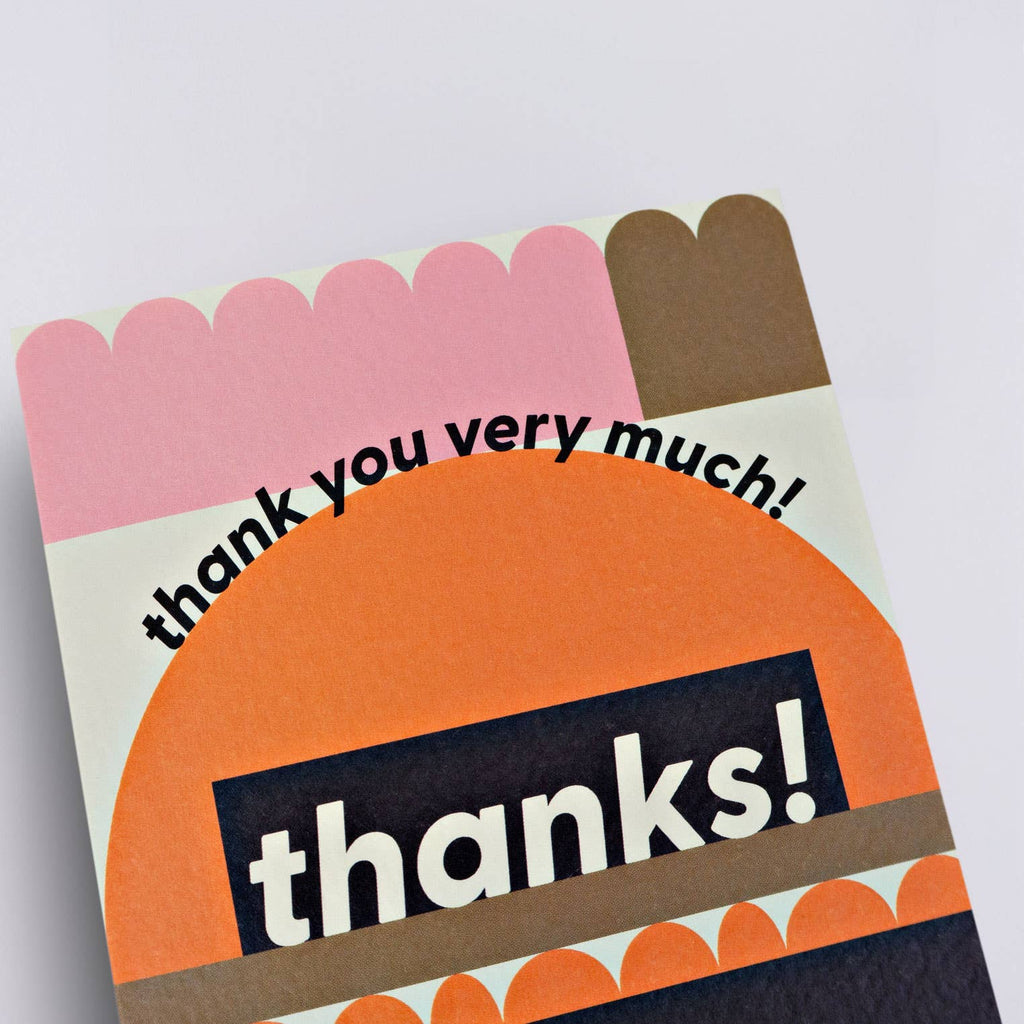 This graphic thank you card is blank on the inside, leaving plenty of room for a personalized message! It’s an A6 card, printed in the UK on 300gsm FSC certified paper with a hammered texture, which enhances its rich colors. Comes with a pale green envelope and is packed in a biodegradable bag.