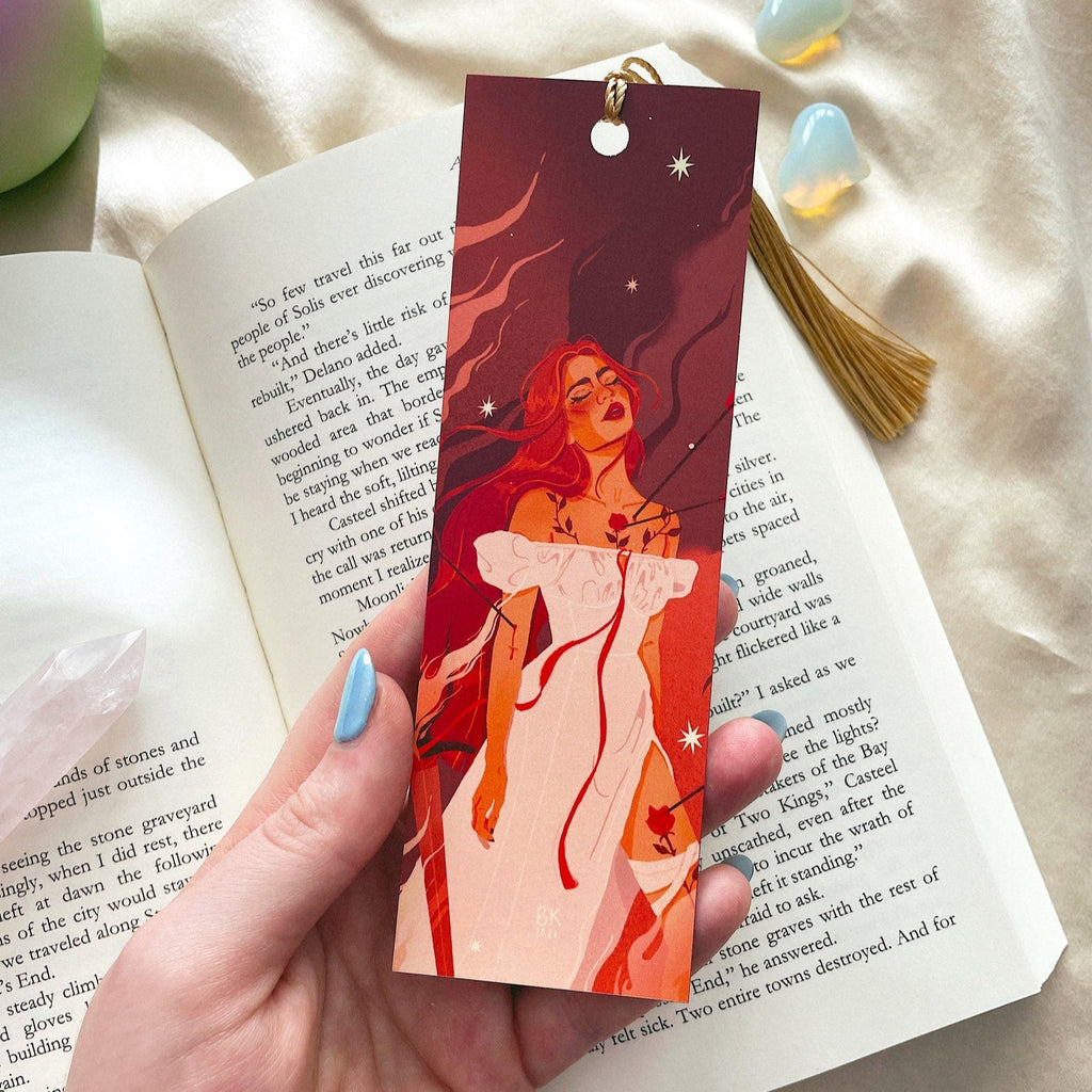 Lover Scored Bookmark with hand tied gold tassel. Artwork by Brittany Keller.