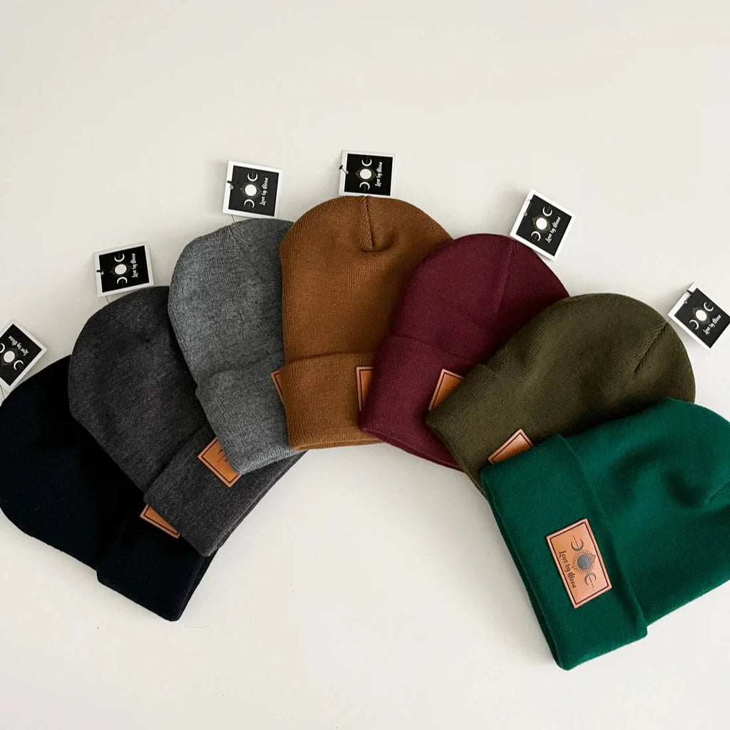 7 cuff beanies in varying colors