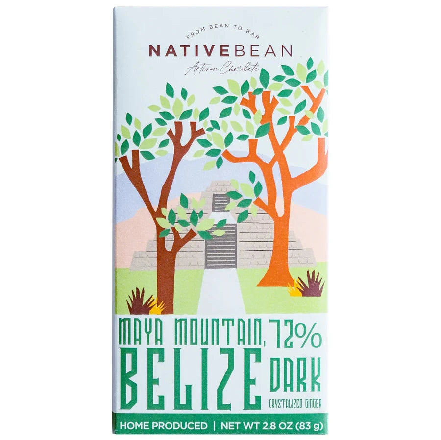 Belize 72% w/ crystallized ginger bar - 2.8 oz (83 g)