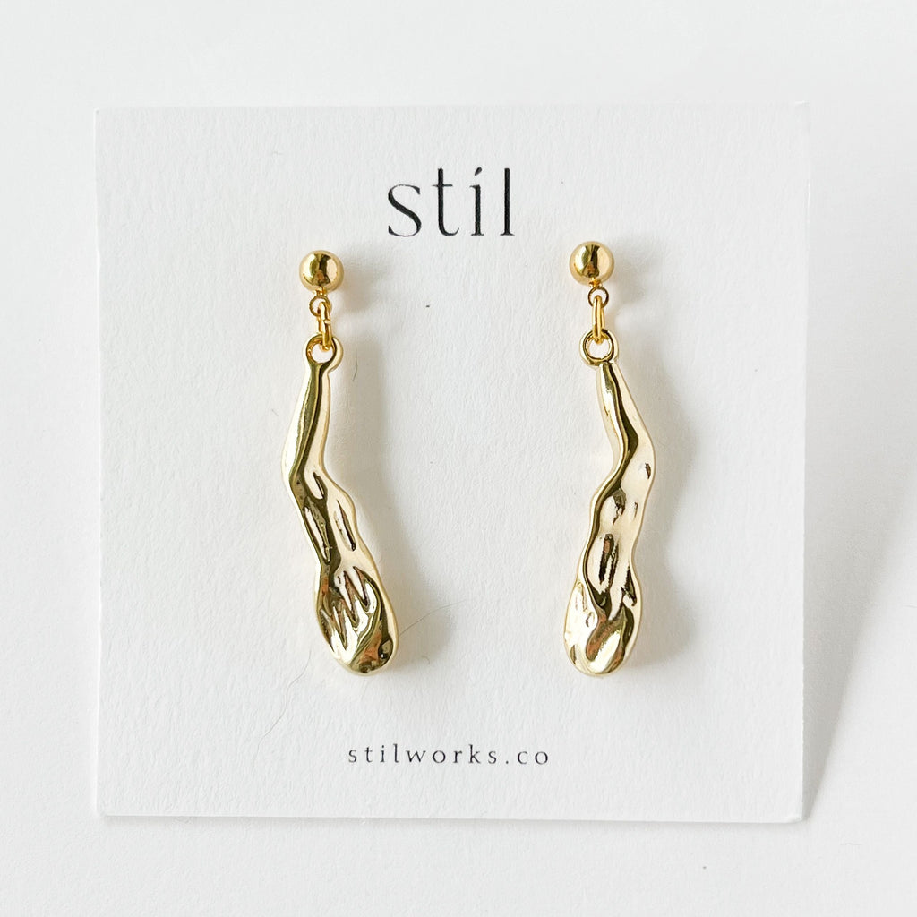 Wabi Sabi Drop Studs - Gold plated steel