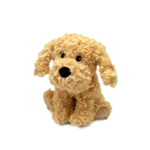 Snuggle up with our small Golden Doodle Junior Warmies! This cozy heatable plush is perfect for chilly nights. Just pop in the microwave for a warm and snuggly companion. Say goodbye to cold feet with this dino-mite addition to your bedtime routine.