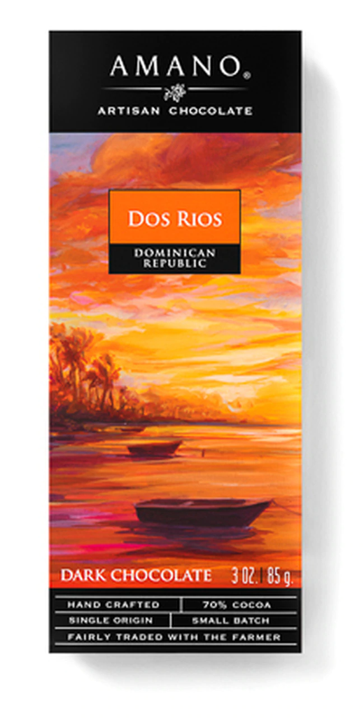 Dos Rios 70% Dark Chocolate- Cocoa Beans, Cocoa Butter, Pure Cane Sugar, Whole Vanilla Bean. Rich chocolate flavor, burgamot orange, blueberry, lavender and spice (Note, these are natural flavors of the cocoa beans we use and the chocolate -- not added flavors.)