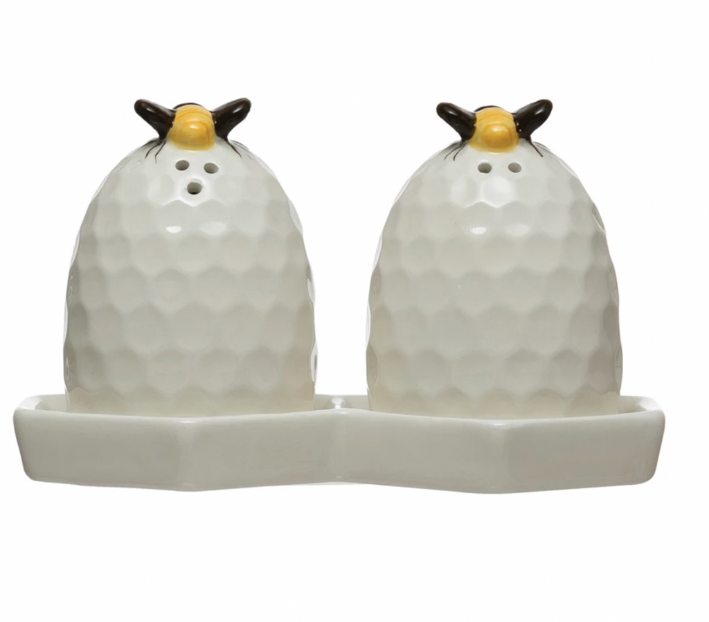 Spice up your meals with these buzz-worthy Bee Salt &amp; Pepper Shakers! These quirky shakers come with their own plate, making them both practical and adorable. Perfect for adding a touch of charm to your dining table. (Bee-lieve us, these are the bees-knees!)